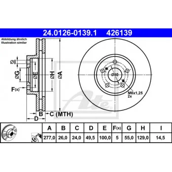 Jeu de 2 disques de frein avant ATE 24.0126-0139.1
