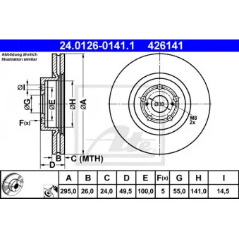 Jeu de 2 disques de frein avant ATE 24.0126-0141.1