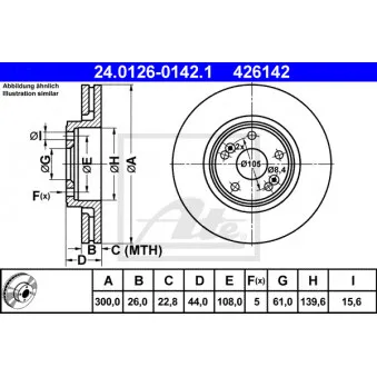 Jeu de 2 disques de frein avant ATE 24.0126-0142.1
