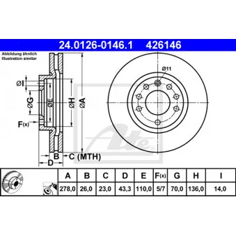 Jeu de 2 disques de frein avant ATE 24.0126-0146.1