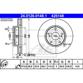 Jeu de 2 disques de frein avant ATE 24.0126-0148.1
