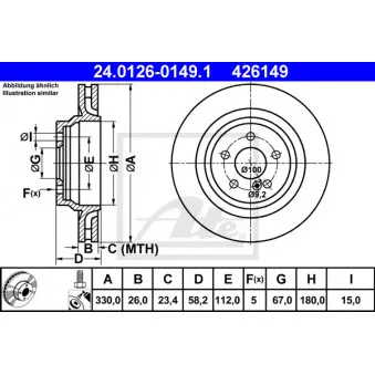 Jeu de 2 disques de frein arrière ATE 24.0126-0149.1