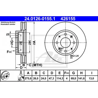 Jeu de 2 disques de frein avant ATE 24.0126-0155.1