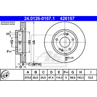 Jeu de 2 disques de frein avant ATE 24.0126-0157.1