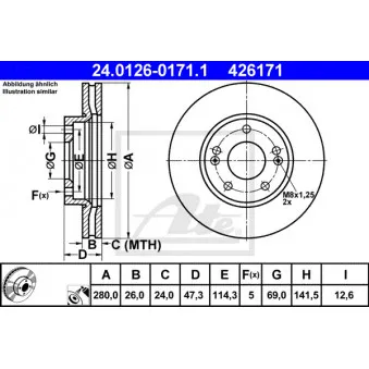 Jeu de 2 disques de frein avant ATE 24.0126-0171.1