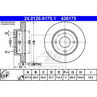 Jeu de 2 disques de frein avant ATE 24.0126-0175.1