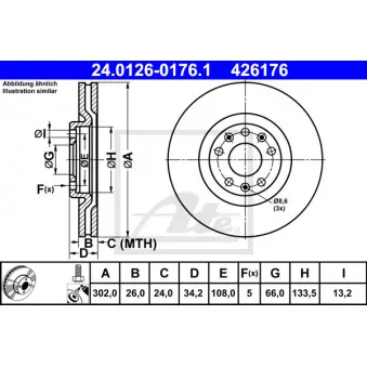Jeu de 2 disques de frein avant ATE 24.0126-0176.1