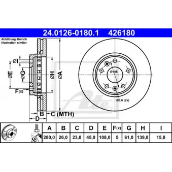 Jeu de 2 disques de frein avant ATE 24.0126-0180.1