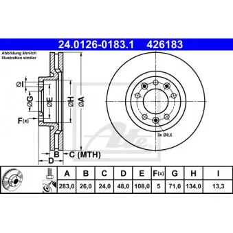 Jeu de 2 disques de frein avant ATE 24.0126-0183.1