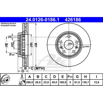 Jeu de 2 disques de frein avant ATE 24.0126-0186.1