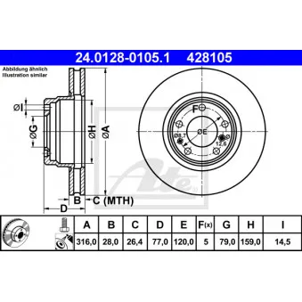 Jeu de 2 disques de frein avant ATE 24.0128-0105.1