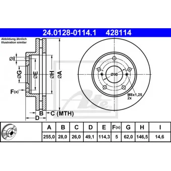 Jeu de 2 disques de frein avant ATE 24.0128-0114.1