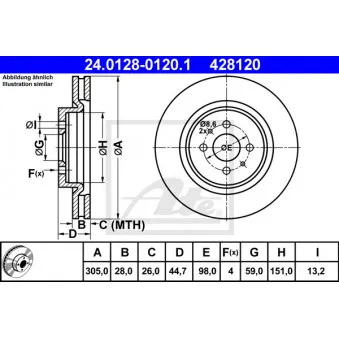 Jeu de 2 disques de frein avant ATE 24.0128-0120.1