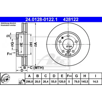 Jeu de 2 disques de frein avant ATE 24.0128-0122.1