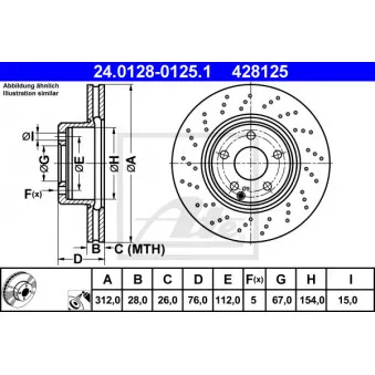 Jeu de 2 disques de frein avant ATE 24.0128-0125.1