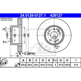 Jeu de 2 disques de frein avant ATE 24.0128-0127.1