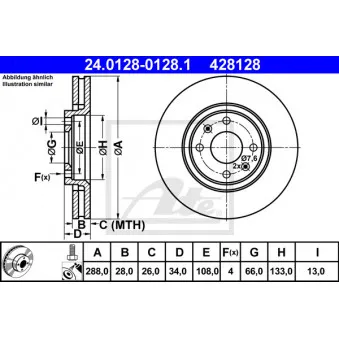 Jeu de 2 disques de frein avant ATE 24.0128-0128.1