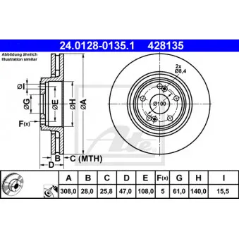Jeu de 2 disques de frein avant ATE 24.0128-0135.1