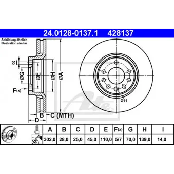 Jeu de 2 disques de frein avant ATE 24.0128-0137.1