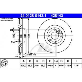 Jeu de 2 disques de frein avant ATE 24.0128-0143.1