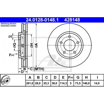 Jeu de 2 disques de frein avant ATE 24.0128-0148.1