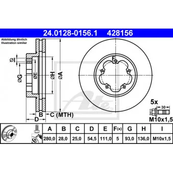 Jeu de 2 disques de frein avant ATE 24.0128-0156.1