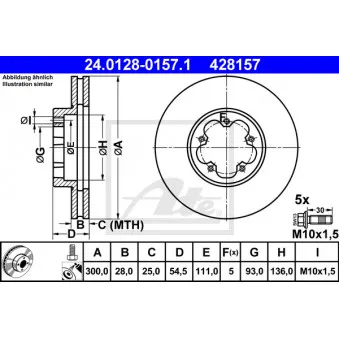 Jeu de 2 disques de frein avant ATE 24.0128-0157.1