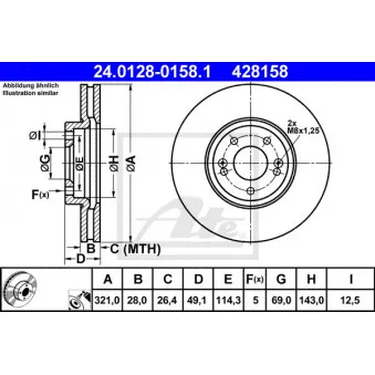 Jeu de 2 disques de frein avant ATE 24.0128-0158.1