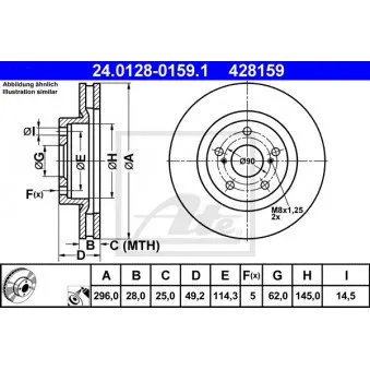 Jeu de 2 disques de frein avant ATE 24.0128-0159.1