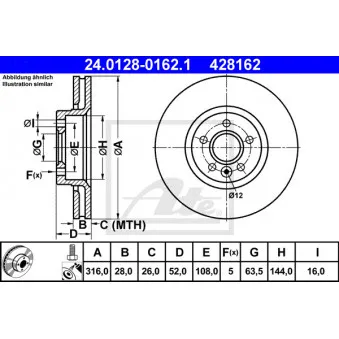 Jeu de 2 disques de frein avant ATE 24.0128-0162.1