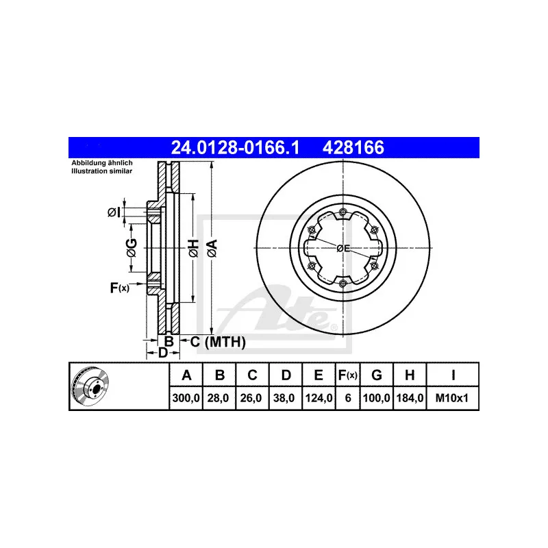 Jeu de 2 disques de frein avant ATE 24.0128-0166.1