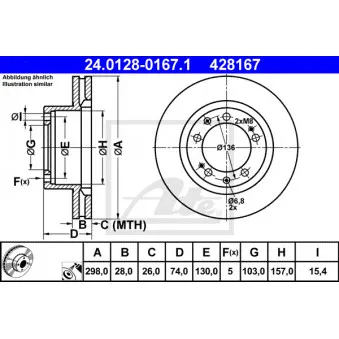 Jeu de 2 disques de frein avant ATE 24.0128-0167.1