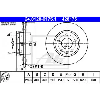 Jeu de 2 disques de frein avant ATE 24.0128-0175.1