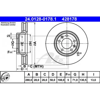Jeu de 2 disques de frein avant ATE 24.0128-0178.1