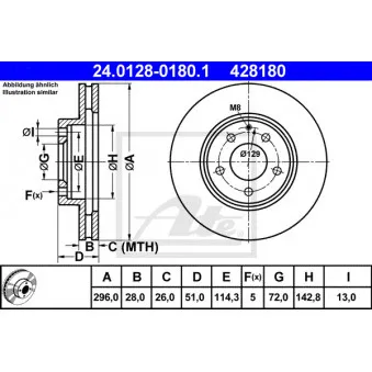 Jeu de 2 disques de frein avant ATE 24.0128-0180.1