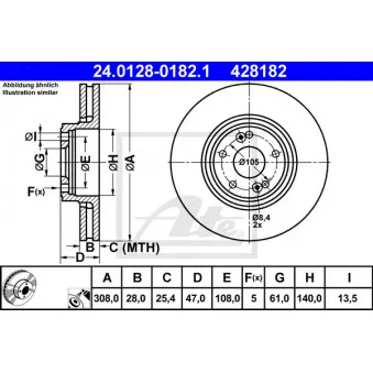 Jeu de 2 disques de frein avant ATE 24.0128-0182.1