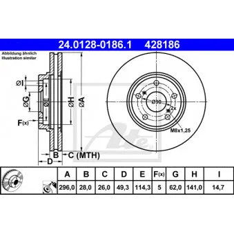 Jeu de 2 disques de frein avant ATE 24.0128-0186.1