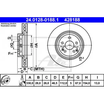 Jeu de 2 disques de frein avant ATE 24.0128-0188.1