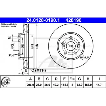 Jeu de 2 disques de frein avant ATE 24.0128-0190.1