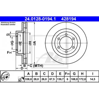 Jeu de 2 disques de frein avant ATE 24.0128-0194.1