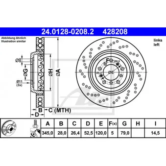 Disque de frein avant gauche ATE 24.0128-0208.2