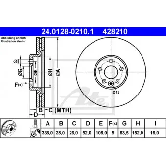 Jeu de 2 disques de frein avant ATE 24.0128-0210.1