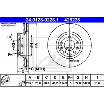 Jeu de 2 disques de frein avant ATE 24.0128-0228.1