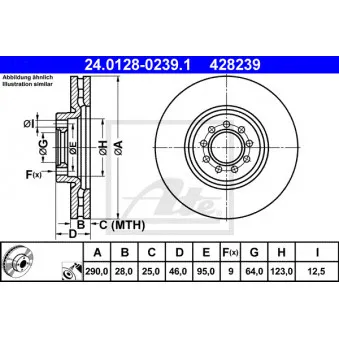 Jeu de 2 disques de frein avant ATE 24.0128-0239.1
