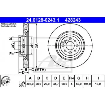 Jeu de 2 disques de frein avant ATE 24.0128-0243.1