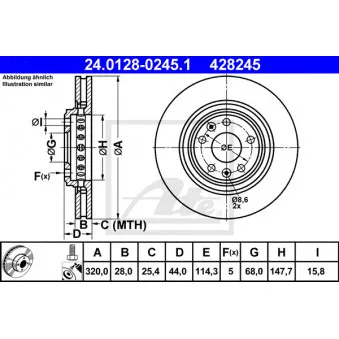 Jeu de 2 disques de frein avant ATE 24.0128-0245.1