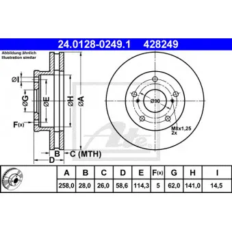 Jeu de 2 disques de frein avant ATE 24.0128-0249.1