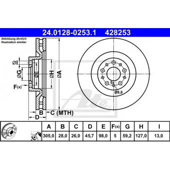 Jeu de 2 disques de frein avant ATE 24.0128-0253.1