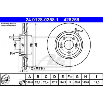 Jeu de 2 disques de frein avant ATE 24.0128-0258.1