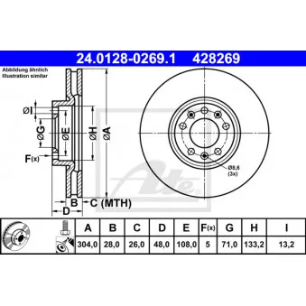 Jeu de 2 disques de frein avant ATE 24.0128-0269.1